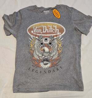 Von Dutch Eagle Skull Legendary Graphic Mineral Wash T-Shirt